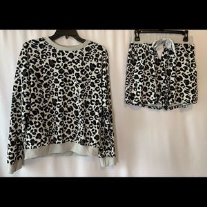 Grey leopard loungewear set